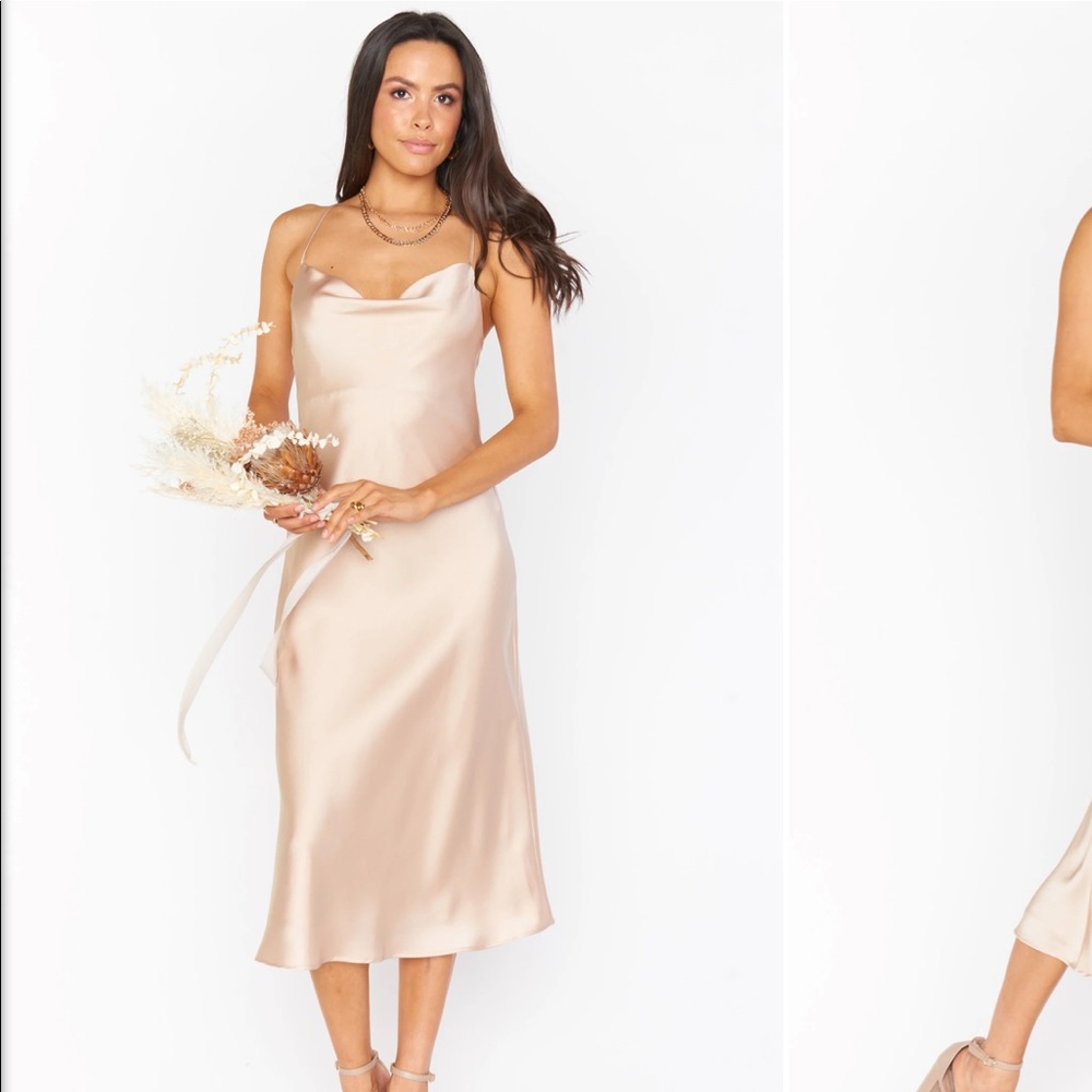 Show Me Your Mumu Verona Cowl Dress ~ Champagne Luxe Satin